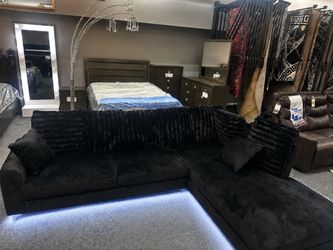 BLACK SECTIONAL WITH LED LIGHTS — ONLY $1,1