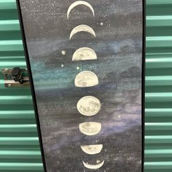 Moon Phases Cosmic Stars Framed Canvas Art ~12in Wide