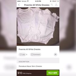 Preemie all white Onesies