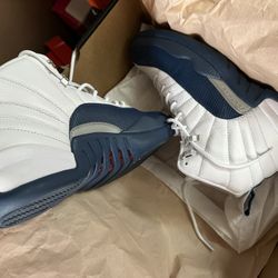 Navy Blue And White Jordan 12s 