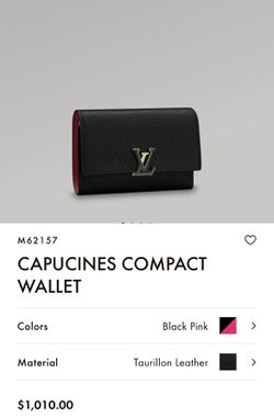 Louis Vuitton Black & Pink Taurillon Leather Capucines Compact Wallet