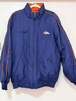 Denver Broncos NFL Game Day Quilted Lined Jacket Blue/Orange L, Vintage