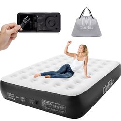 OlarHike Queen Air Mattress with Built in Pump,Durable Inflatable Blow Up Airbed with Storage Bag,13" High Speed Inflation Black, Camping Accessories,