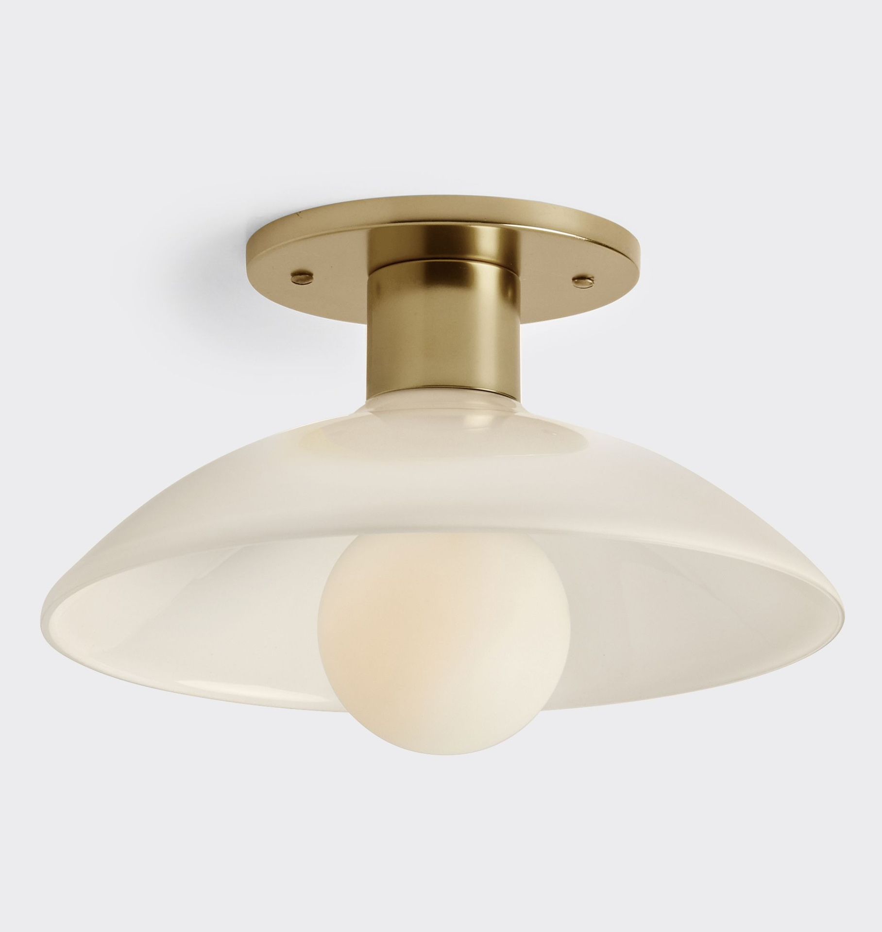 Rejuvenation, Crawford Flush Mount, Brass with Glass Shade, Light, 3 available, $100 each