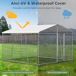 Brand New 10'x10'x7'  Xlarge Dog Kennel With TARP Galvanized Metal Frame Dog Cage With UV Rain Protection Jaula De Mascota 