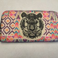 vivid colors boho wallet tiger