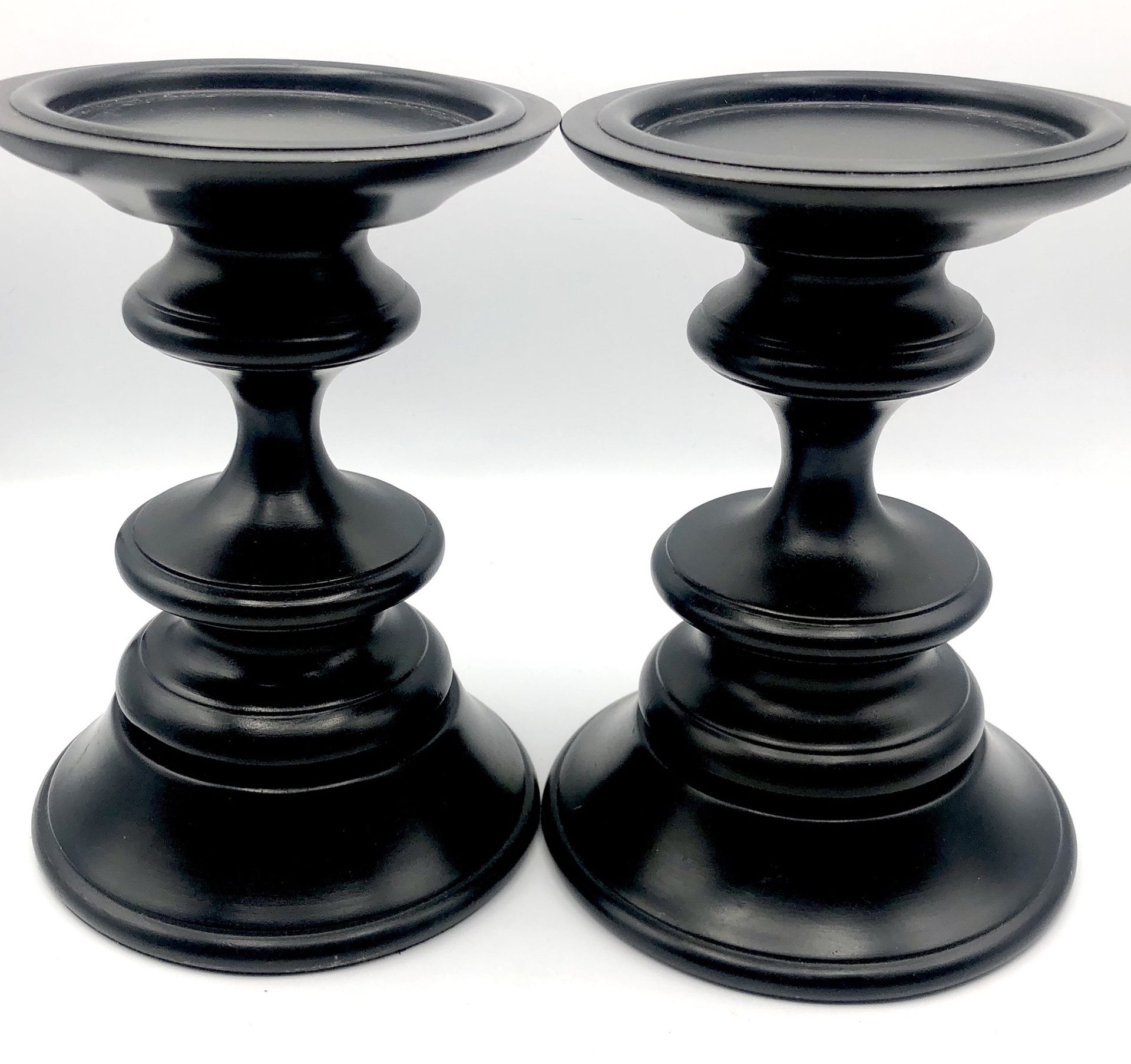 Black Pillar Candle Holders Pair