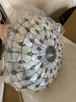 Kwoking Lighting Tiffany Flush Mount Ceiling Light. 4 Lights , 22 Inches