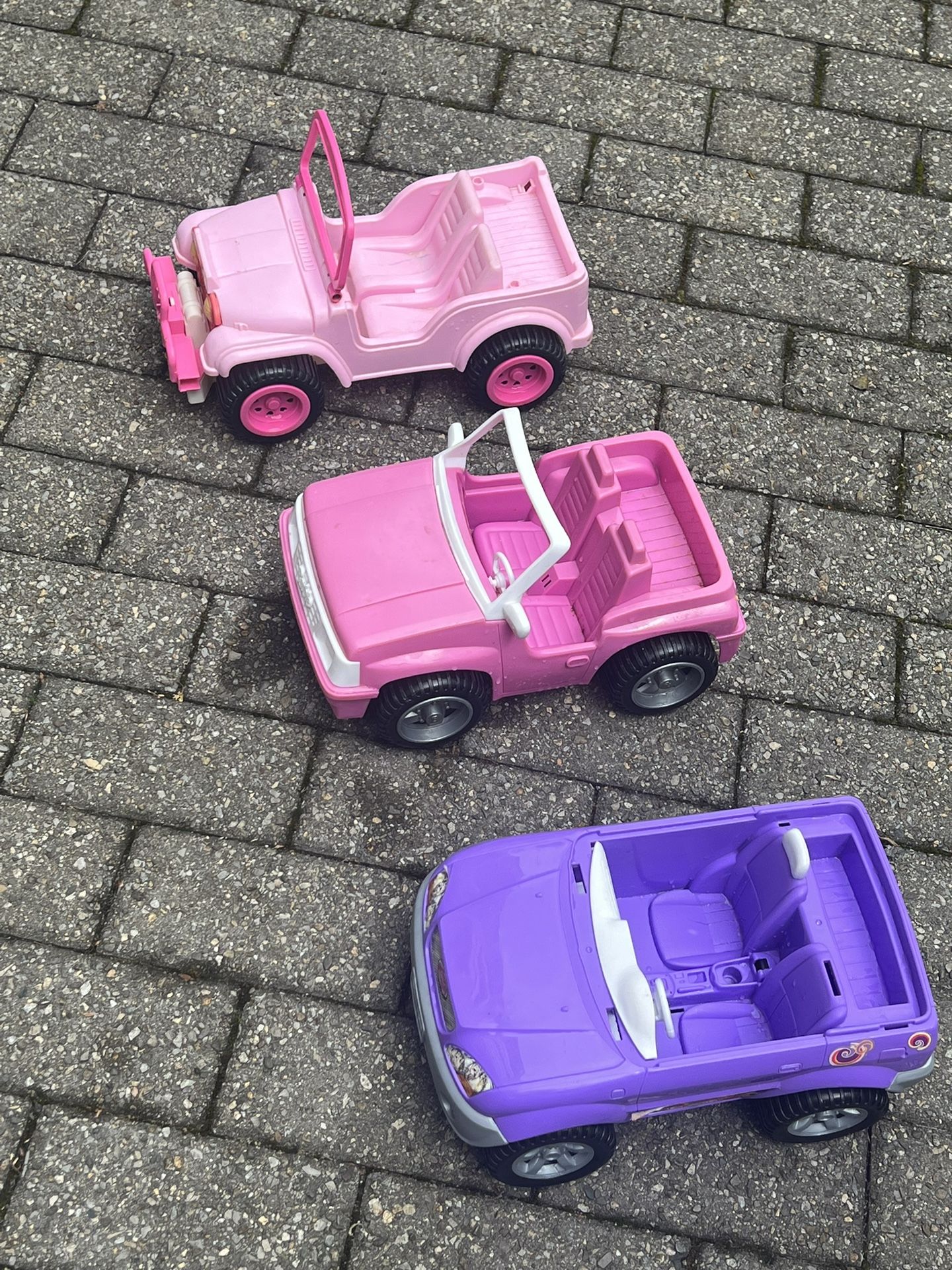 Barbie Doll Jeeps And 1 Fisher-Price Bus