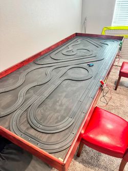 Large Custom Slot Car Racing Track on Table