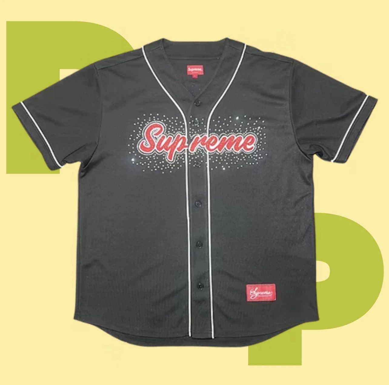 Supreme Rhinestone Baseball Jersey (Large)
