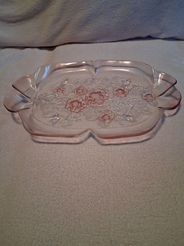 Mikasa Rosella Pink Walther Crystal Large Serving Tray Platter