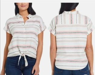 Women's Weatherproof Vintage Button Up Tie Front Rio Red Top Shirt size xxl
