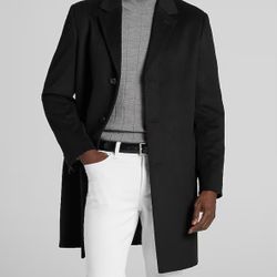 Black Overcoat 44R Joseph Abboud New