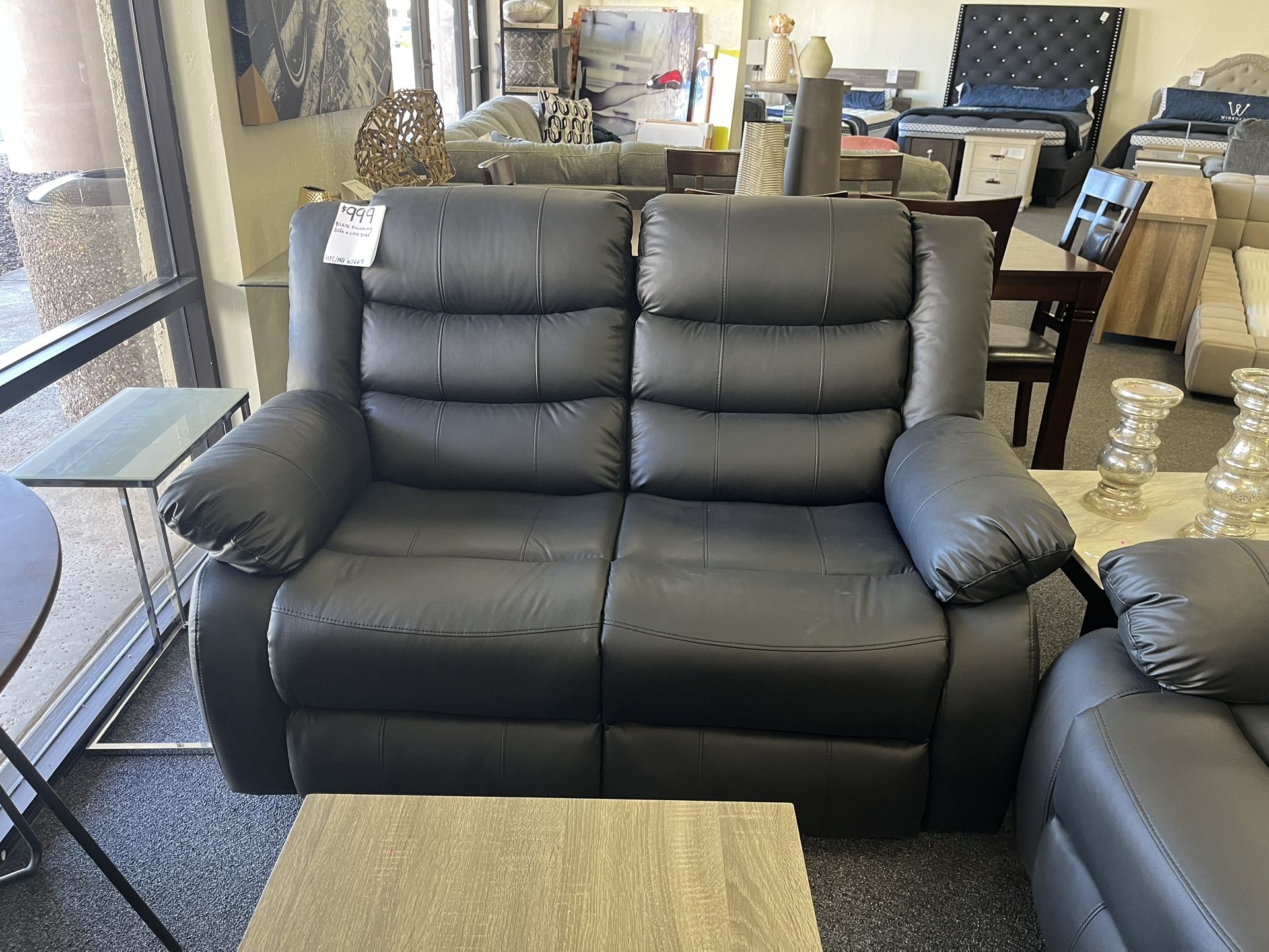Black Recliner Sofa And Love Seat