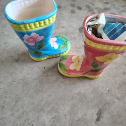 Ceramic Boot Planter Pots (2)
