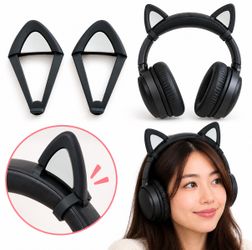 Removable Cat Ears for Headphones – Black – Pair