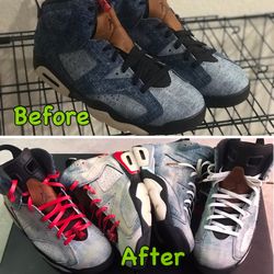 Denim Wash Jordan 6 (sz 8.5)(Custom)
