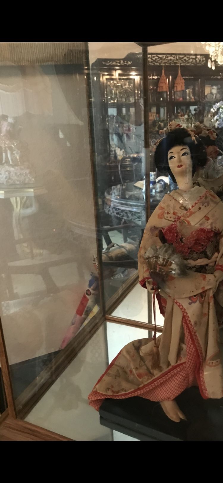 Antique Doll And Showcase