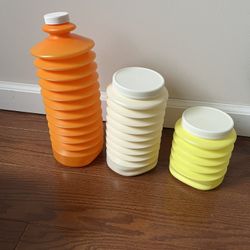 Set Of Three Vintage Popeet Collapsible Containers With Lids. New Inbox