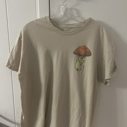 Bowery Supply Co Men's Tan Short Sleeve Mushroom Graphic T-Shirt Size large