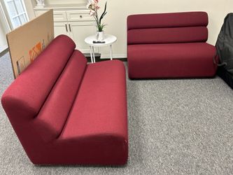 Office red sofa x2