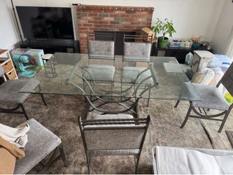 Dining glass table with six chairs