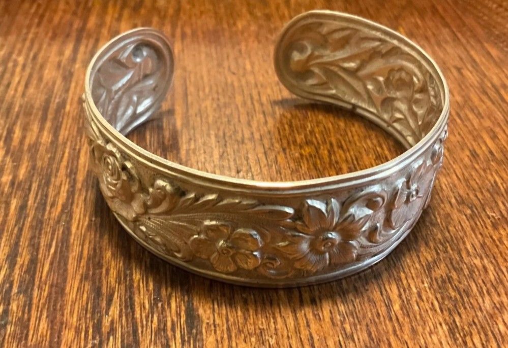 Kirk Silver Cuff Bracelet - Repousse pattern
