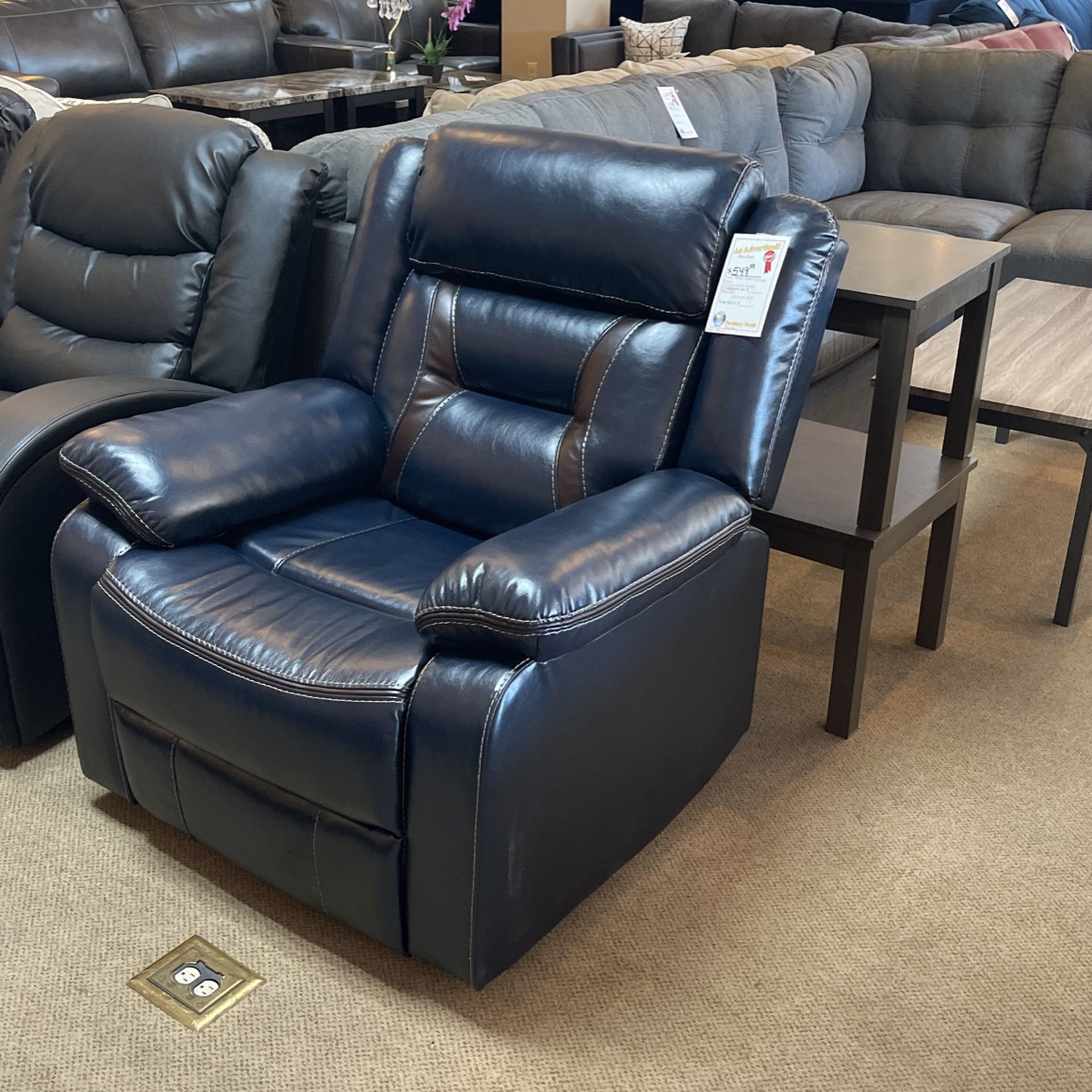 Two Toned Blue Recliner/ Rocking Chair w/usb