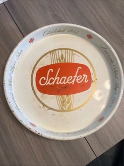 Vintage Schaefer Beer Tray 13” Metal Tin America’s Oldest Lager Beer Tray