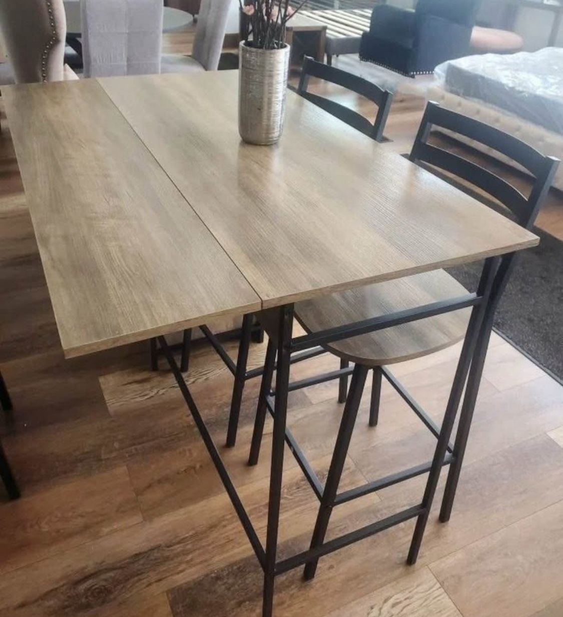 New Drop Leaf Counter Height Kitchen Dining Set with Storage