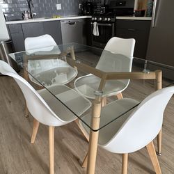 Glass Dining Table- 4 Chairs Plus Glass Table