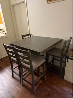 gray dining set with 4 chairs