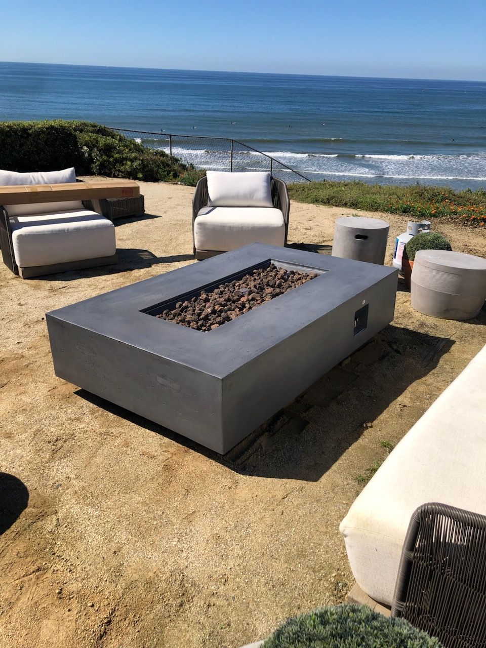 New Concrete Fire Pit Table 65x40 JRC65 – 70,000 BTU Propane / NG – Outdoor Patio Furniture