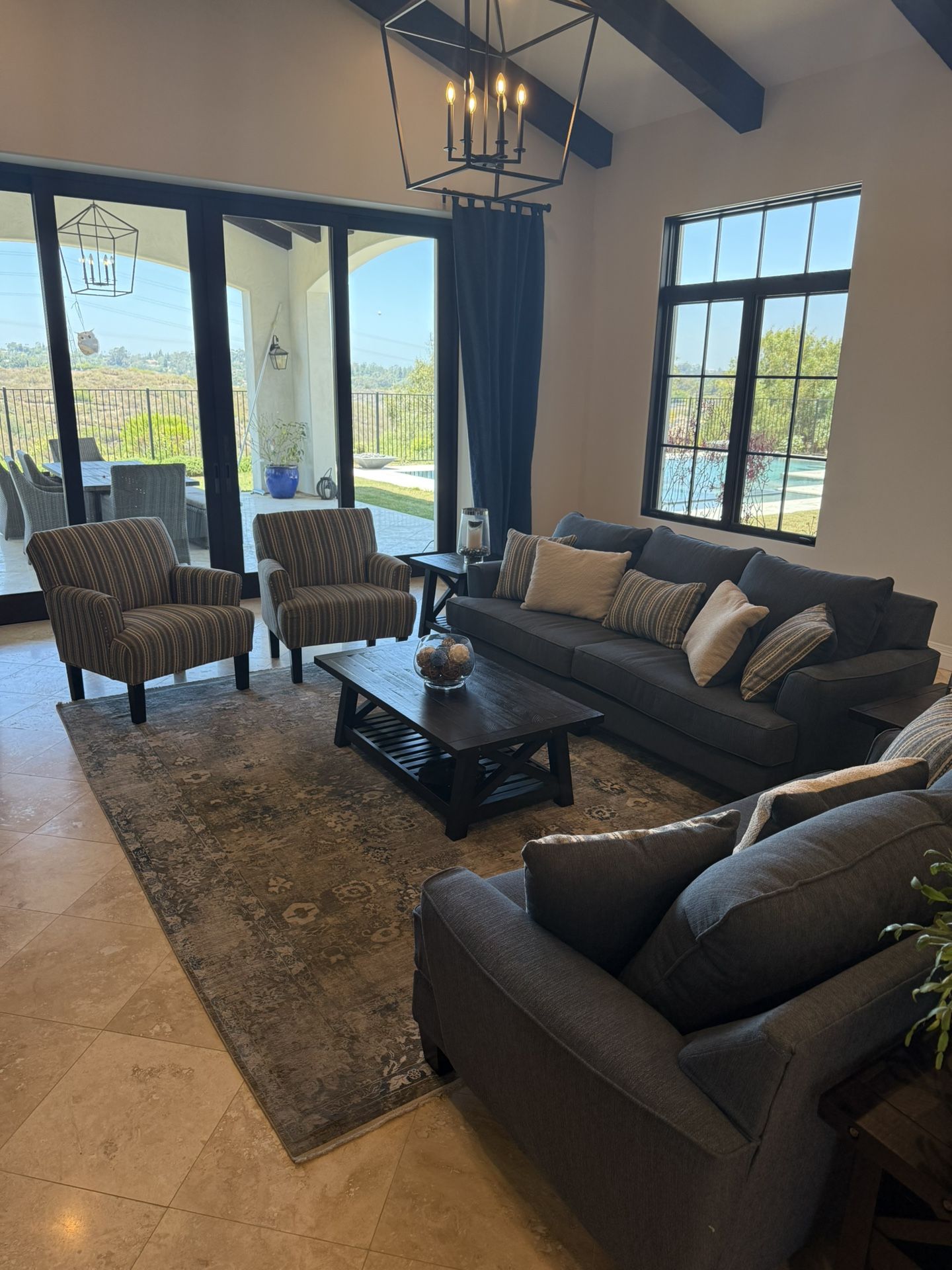 Living Room Couch Set With Pillows And Tables