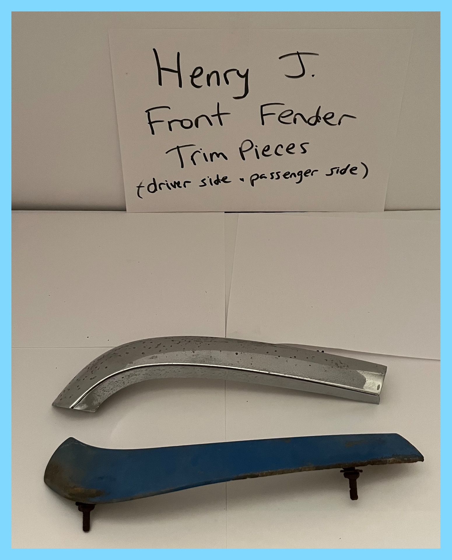 Vintage 1951 Kaiser Henry J Front Fender Trim Pieces (Set of 2)