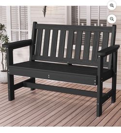 SERWALL Outdoor Bench for 2-Person, Weather-Resistant HDPE with Aluminum Reinforcement, Supports 660 lbs, Comfortable Seating for Patio, Garden, and P