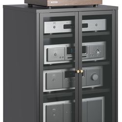 Metal Media Storage Cabinet with Glass Doors