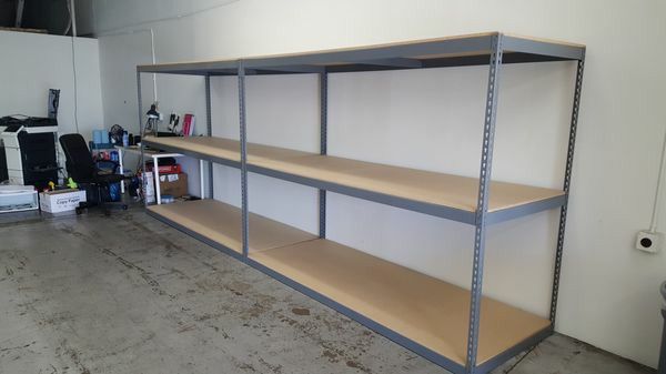 Boltless Steel Metal Shelf Racks Industrial Warehouse Quality Steel Shelving New 96 inches W x 30 inches Delivery Available