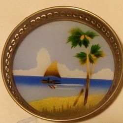 Tropical Scene Coasters With Silver Rim.