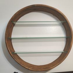 Bamboo With Glass Shelving Unit