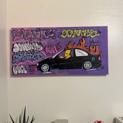 Simpsons Graffiti Canvas – 31x15 in Wall Art