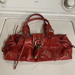 Vtg Francesco Biasia Distress Burgundy Leather Shoulder Purse Bag