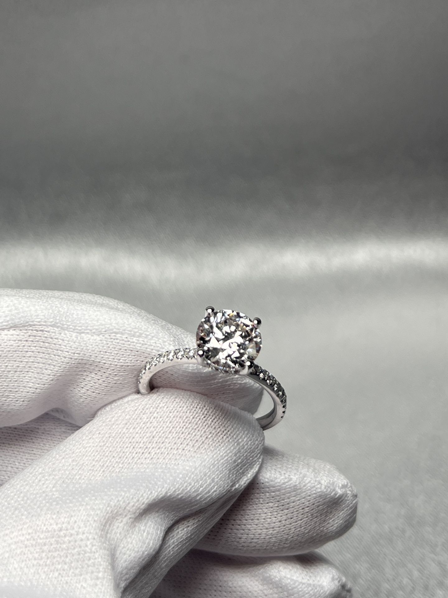 Diamond Ring 2 Carat Hidden Halo & Pavé Setting 14K Solid Gold (Size 6)