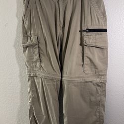 BC Clothing Men's Convertible Cargo Pants / Shorts - Size L x 30 - Tan