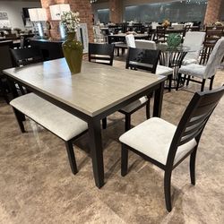 6PC Gray / Black Dining Table Set