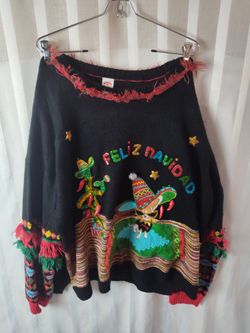 Well Holiday Time Size 3x Feliz Navidad Mexican Chihuahua Chili'S Ugly Christmas Sweater