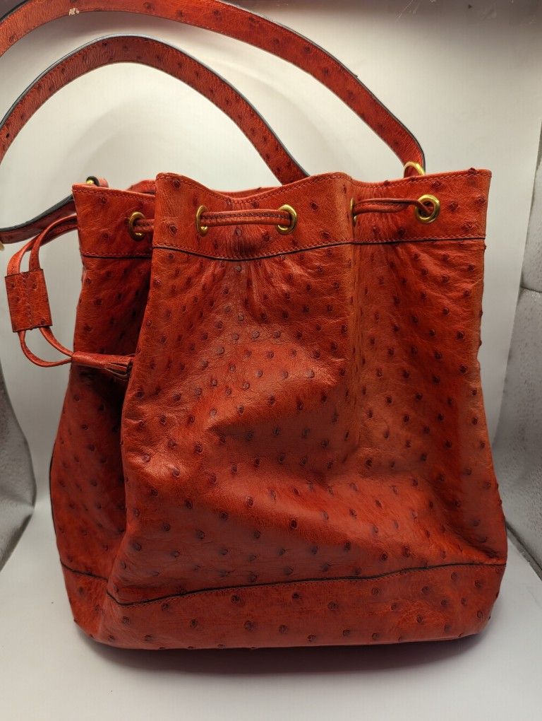 Hermes Bucket Bag, Ostrich, Vintage, Lightly Used, Great Condition