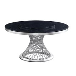 Black And Chrome Round Dining Table