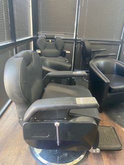 Two Height adjustable, Swiveling & Reclining Barber Chairs